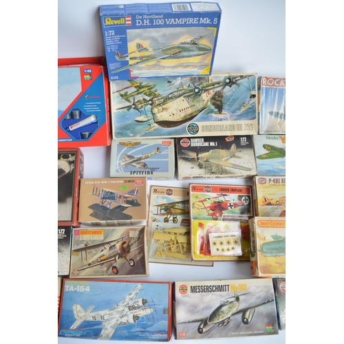 125 - Collection of unbuilt plastic aircraft models, mostly 1/72 scale to include a vintage Airfix red str... 