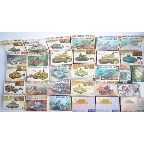 127 - Thirty one unbuilt 1/76 scale (OO gauge) armour model kits, mostly Fujimi and Nitto. Also included 2... 