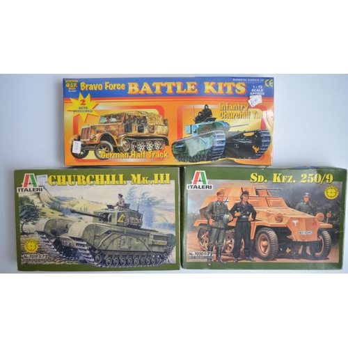 130 - Thirty two unbuilt 1/72 scale plastic armour model kits to include Esci, Revell, Emhar, Italeri etc.... 