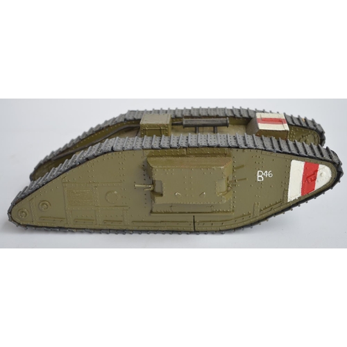 133 - Diecast British World War 1 Mark 1 tank model with box (approx 1/32 scale), no manufacturers marks (... 