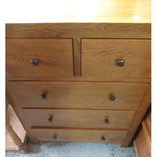 632 - Oak 'Dorset' five piece bedroom suite comprising, pair of wardrobes with two doors above drawers, W1... 