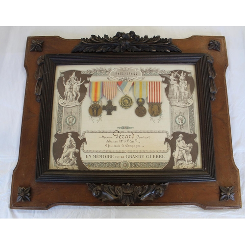 671 - French 1914- 1918 EN MEMOIRE De La GRANDE GUERRE certificate with Inter-Allied victory medal, Combat... 