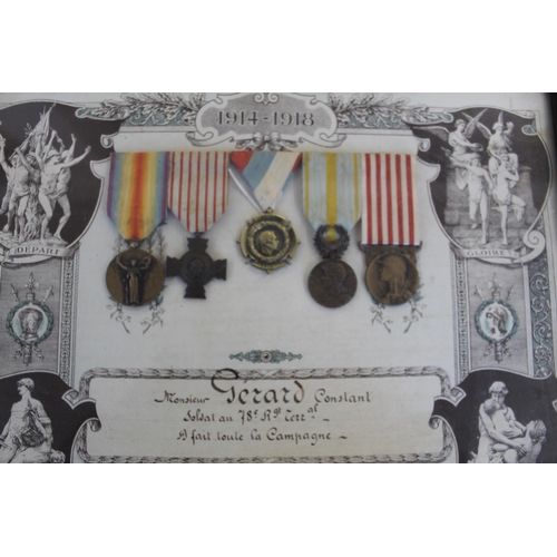 671 - French 1914- 1918 EN MEMOIRE De La GRANDE GUERRE certificate with Inter-Allied victory medal, Combat... 