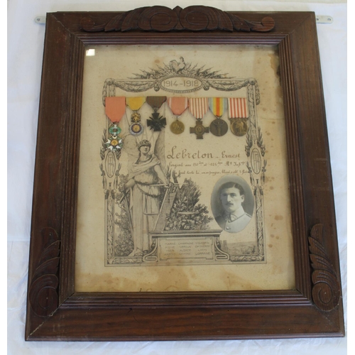 672 - French WWI memorial certificate to Ernest Lebreton with photograph and dates. The Order of the Legio... 