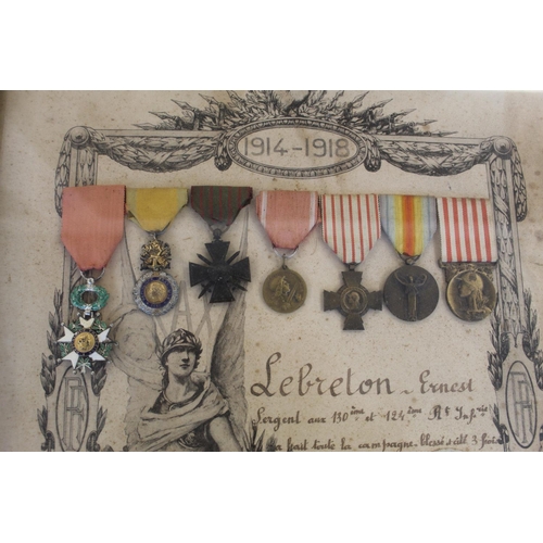 672 - French WWI memorial certificate to Ernest Lebreton with photograph and dates. The Order of the Legio... 