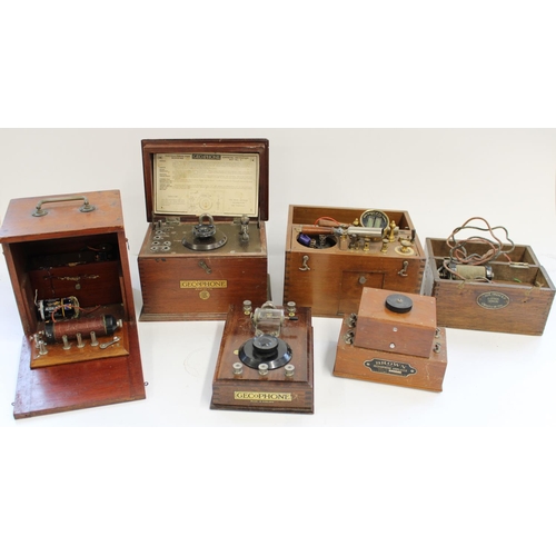 1014 - c1920s Gecophone BBC Crystal Detector set no.1, Brown BBC Microphone Amplifier and a selection of si... 