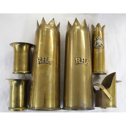 680 - Pair of Trench Art vases with 