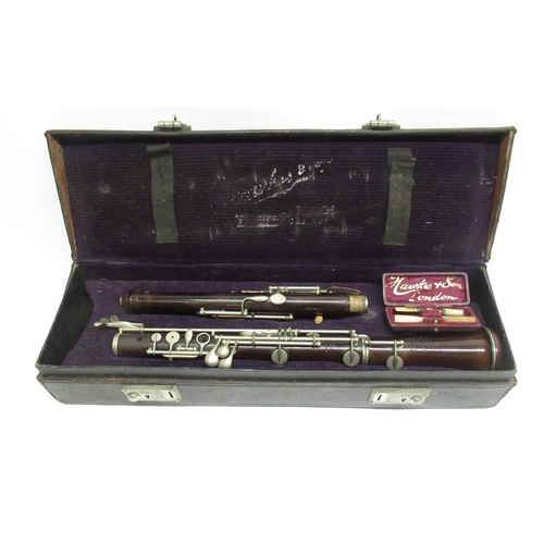 303 - Hawkes & Son Excelsior Sonorous Oboe, in original Hawkes & Son leather carry case