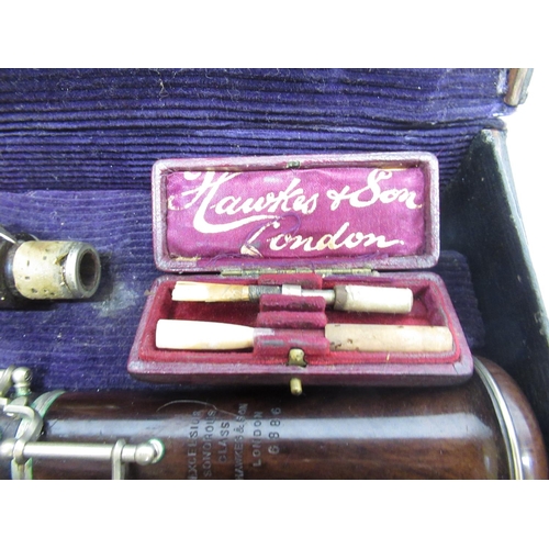 303 - Hawkes & Son Excelsior Sonorous Oboe, in original Hawkes & Son leather carry case