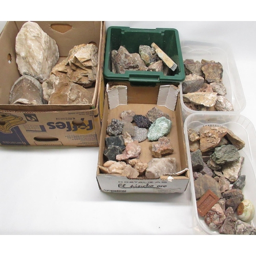 330 - Collection of large mineral specimens,Clear Quartz crystal, Fuchsite specimen, and other minerals (q... 