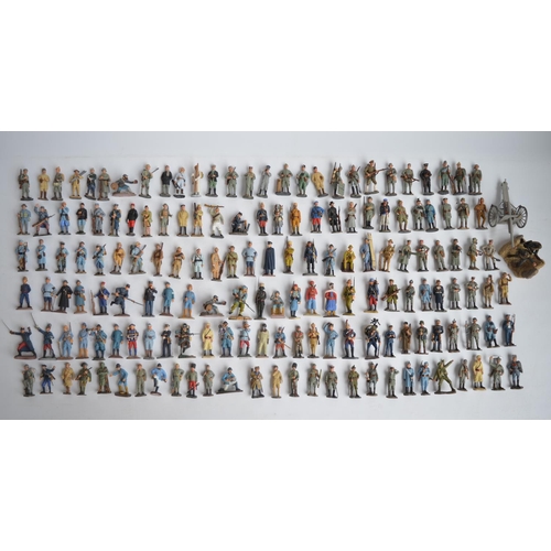 152 - Extensive collection of 1/30 scale (60mm) painted metal military figurines by Hachette with 2 bound ... 