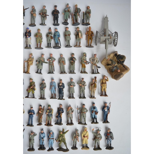 152 - Extensive collection of 1/30 scale (60mm) painted metal military figurines by Hachette with 2 bound ... 