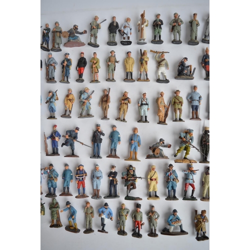 152 - Extensive collection of 1/30 scale (60mm) painted metal military figurines by Hachette with 2 bound ... 