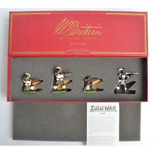 155 - Collection of W Britain's Rorke's Drift and Zulu War painted metal figures with boxes to include 9 Z... 