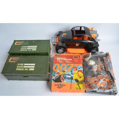 162 - Collection of Action Man vehicles, a Stealth Jet, 2 accessory boxes (empty), The Spy Who Loved Me ac... 