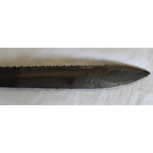 692 - WWI German Butcher Bayonet Sword. With no viable markings. In original scabbard with later replaceme... 