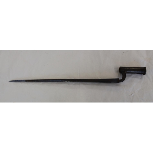 698 - Brown Bess socket bayonet. Engraved 45 and small x on blade. Blade length 43cm