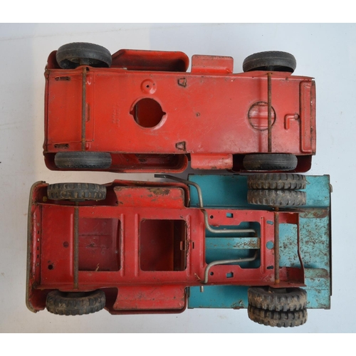 169 - Two vintage pressed steel pick up truck models to include a Tonka Toys dump truck (in working order)... 