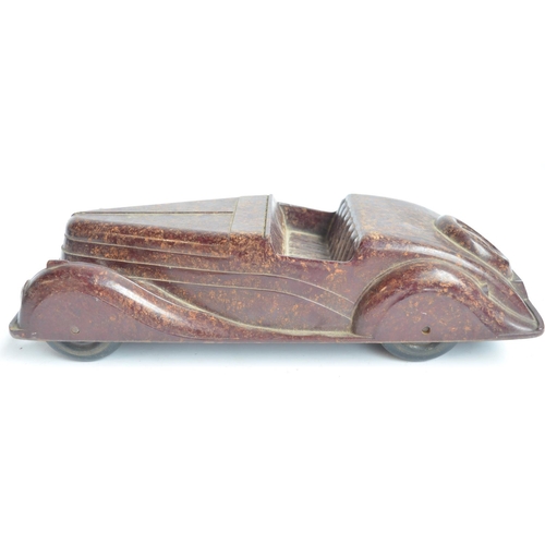 171 - Vintage 1930's art deco style Bakelite sports car model (Codeg, UK) with mottled brown finish (overa... 