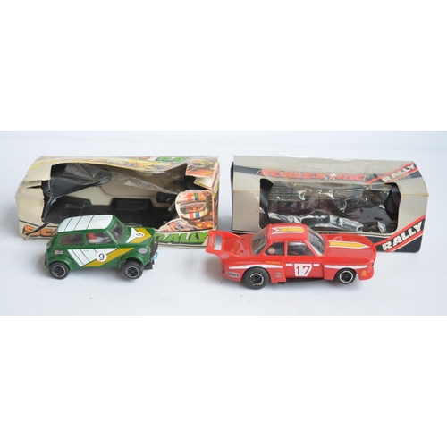 174 - Scalextric Formula 1 Silverstone slot car set, 2 vintage Scalextric cars (C112 Mini Clubman and C128... 