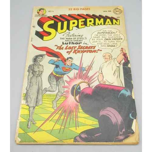 351 - DC Golden Age - Superman #74 Jan.-Feb. 1952 'featuring the Man of Steels Arch-Enemy Luthor in The Lo... 