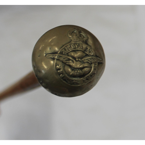 706 - RAF cane Swagger stick with metal top and crest. 70cm