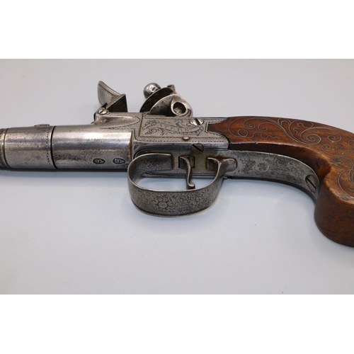 606 - Waters Flintlock pocket pistol with 2 1/2