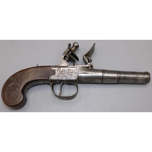 606 - Waters Flintlock pocket pistol with 2 1/2