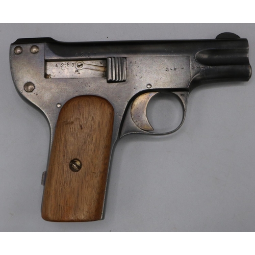 618 - MANUFACTURE FRANCAISE D'ARMS ET CYCLES, FRANCE A RARE 5mm (CLEMENT) SEMI-AUTOMATIC PISTOL, MODEL 'CL... 