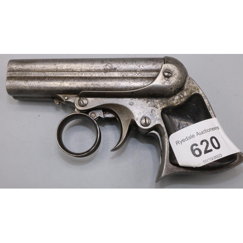 620 - Remington .32 Elliot's patent four shot derringer pistol, visible makers and patent details to the b... 