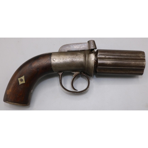 622 - Six shot percussion pepperbox revolver, 2 1/2