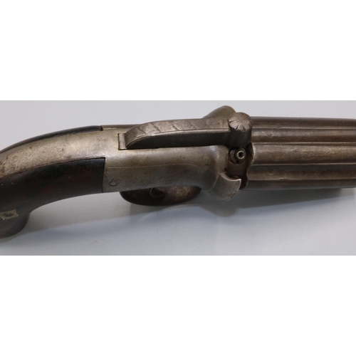 622 - Six shot percussion pepperbox revolver, 2 1/2