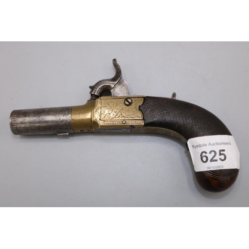 625 - Baker of London percussion cap pocket pistol with 1 3/4