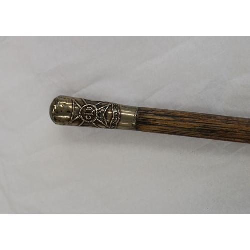 708 - Bamboo Swagger stick with brass tip and and metal top and crest for Junior Training Corps , CLP. , 6... 