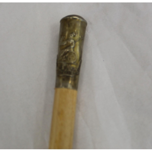 708 - Bamboo Swagger stick with brass tip and and metal top and crest for Junior Training Corps , CLP. , 6... 