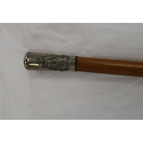 708 - Bamboo Swagger stick with brass tip and and metal top and crest for Junior Training Corps , CLP. , 6... 