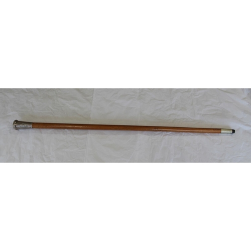 709 - Regimental walking stick in Malacca wood with metal tip and white metal top with The Lancashire Fusi... 