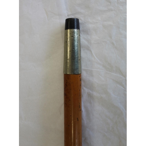 709 - Regimental walking stick in Malacca wood with metal tip and white metal top with The Lancashire Fusi... 