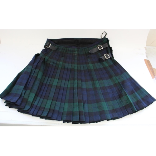 729 - Black Watch Tartan Kilt made by 'THE KILT co' Size 38-40.And a Reproduction khaki kilt (W.P.G. Ltd J... 