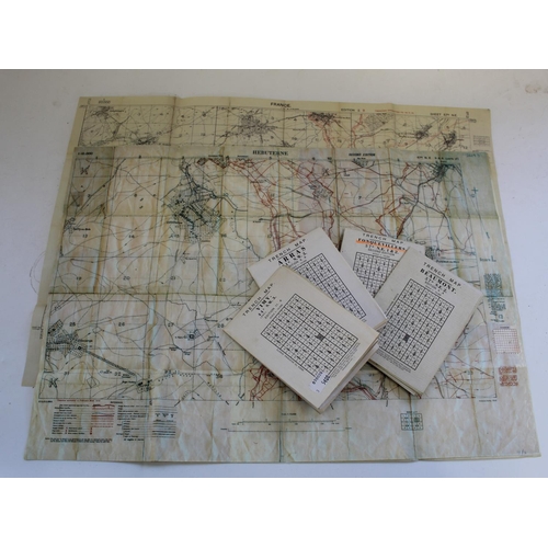 732 - Collection of WWI period linen backed maps of France and Belgium regions. France Sheet 57D, 57c, LEN... 