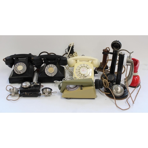 780 - Selection of vintage telephones incl. French Thomson-Houston stick telephone, GEC Gecophone etc (qty... 