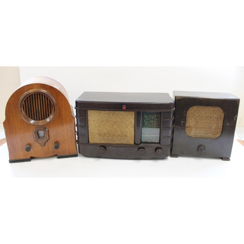 1038 - Philips bakelite radio type 206A-15, Baby X model Stentorian loudspeaker and a wooden Art Deco style... 