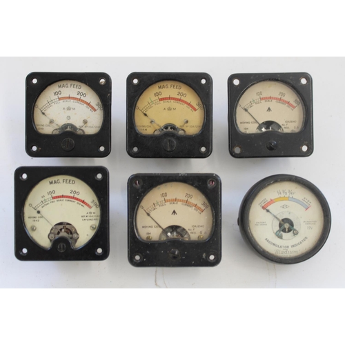 848 - Five WWII era Air Ministry Mag. Feed No. 10A/1240 gauges and a Stadium Accumulator Indicator