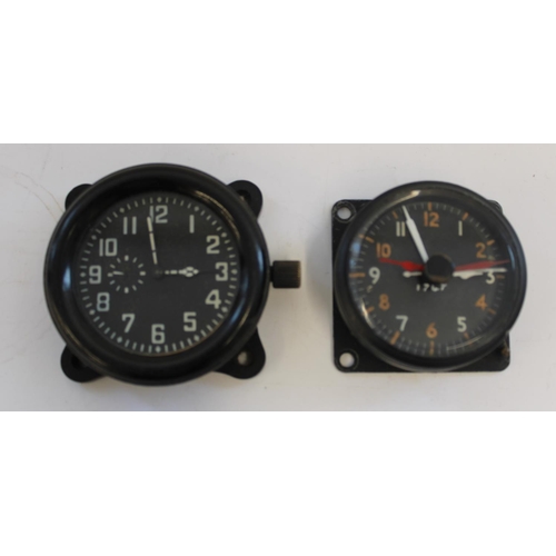 855 - WWII era Air Ministry Mk. IIA cockpit clock ref. 6A/1002 and a mid C20th Russian black cockpit clock