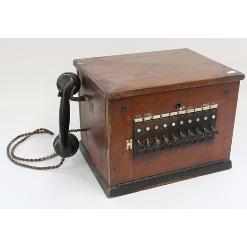 782 - c1930s oak cased telephone exhange switch box