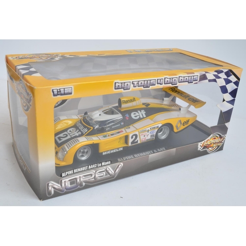 259 - Three boxed 1/18 scale diecast car models by Norev to include Alpine Renault A442 Le Mans 1978, Pors... 