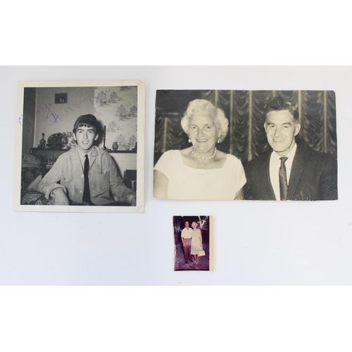 325 - Beatles interest - Signed George Harrison photograph and two other photos of Louise and Harry Harris... 