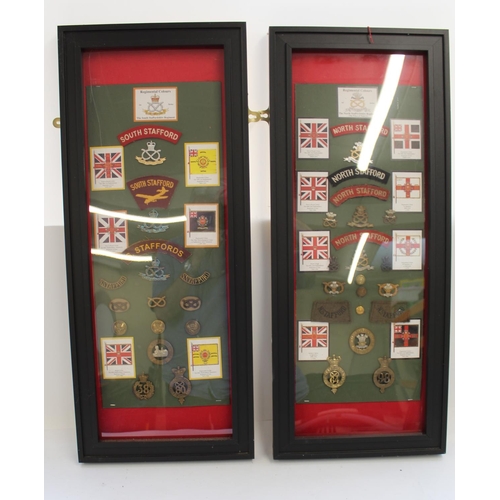 740 - Pair of framed Regimental Colours of the NORTH STAFFORD and the SOUTH STAFFORD Regiments. Including ... 