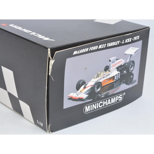 271 - Minichamps (Paul's Model Art) limited edition 1/18 scale diecast McLaren Ford M23 Yardley/J. Ickx 19... 