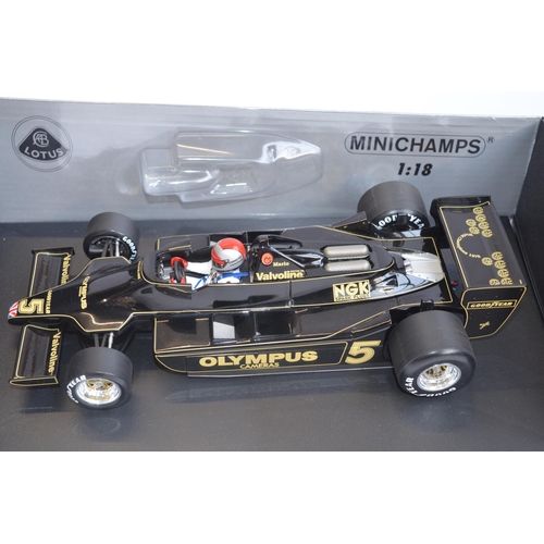 279 - Boxed Minichamps (Paul's Model Art) 1/18 scale highly detailed diecast Lotus Ford 79, M. Andretti Wo... 